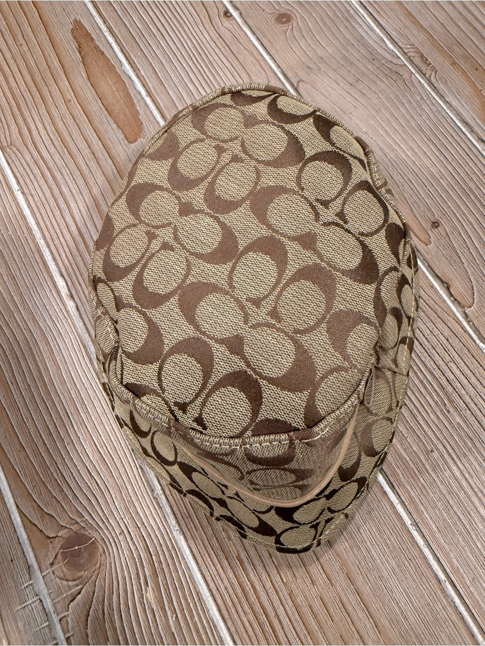 Y2K Vintage Coach Signature Monogram Canvas Bucket Hat Tan Brown Beige M/L - Picture 2 of 10